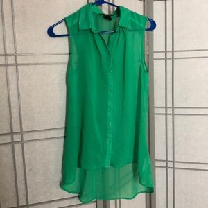 Mint green button up blouse